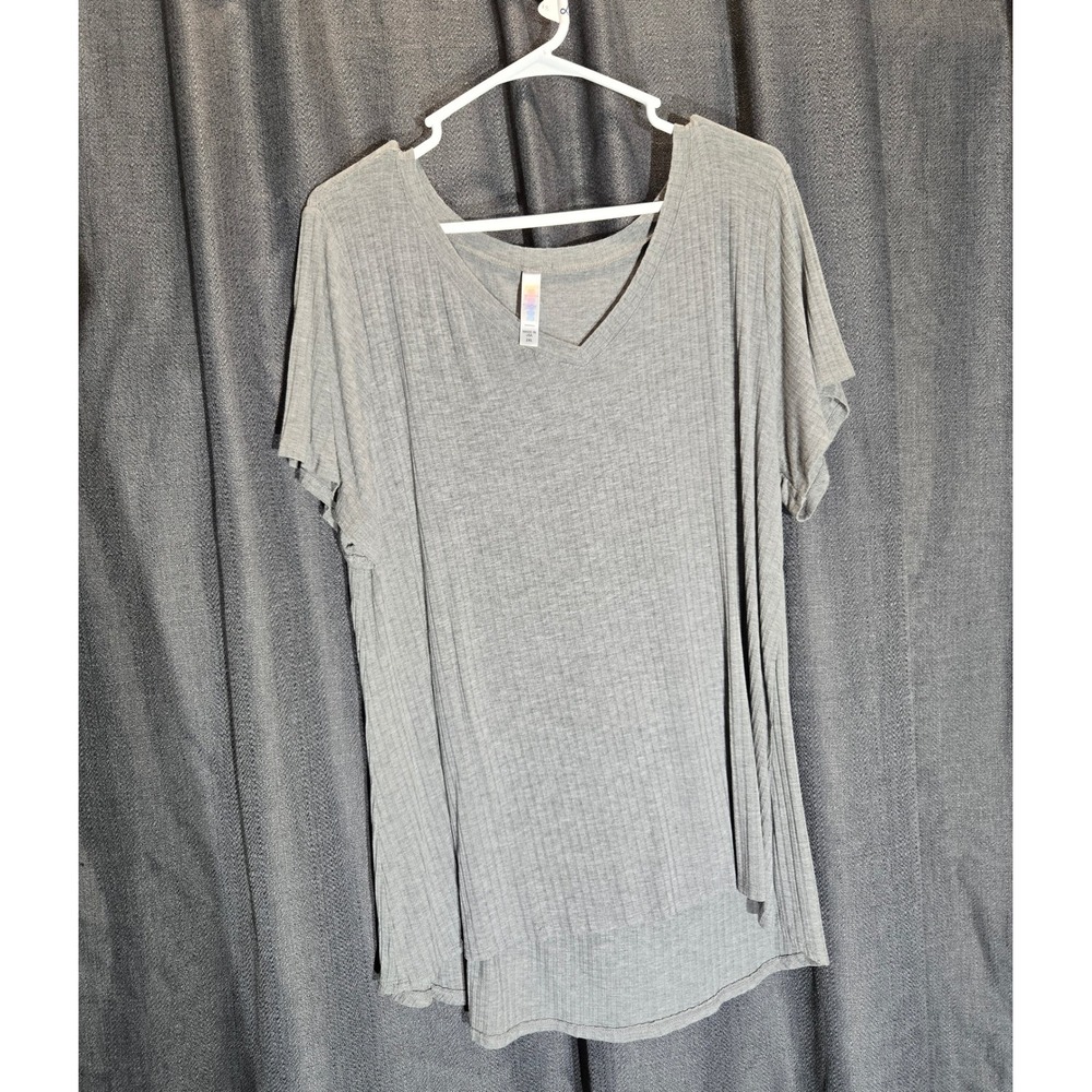 LuLaRoe Ribbed V-Neck Tunic Top Flowy Comfy Everyday Tee‎ 2XL